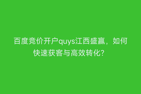 百度竞价开户quys江西盛赢，如何快速获客与高效转化？