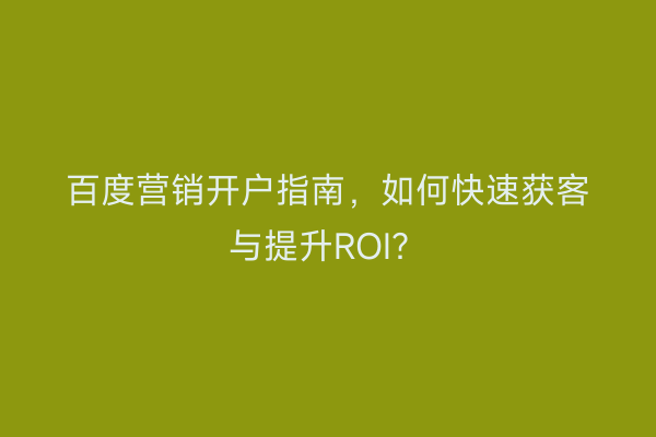 百度营销开户指南,如何快速获客与提升ROI?
