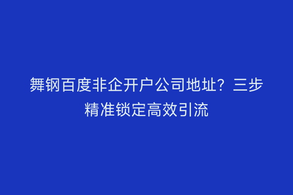 舞钢百度非企开户公司地址？三步精准锁定高效引流