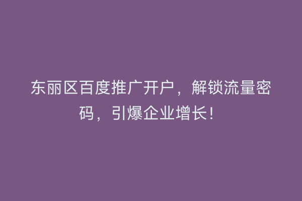 东丽区百度推广开户，解锁流量密码，引爆企业增长！