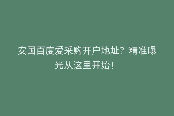 安国百度爱采购开户地址？精准曝光从这里开始！