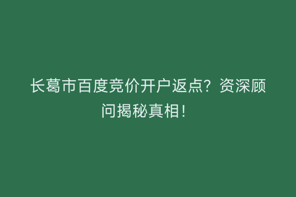 长葛市百度竞价开户返点？资深顾问揭秘真相！