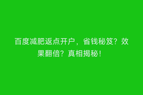 百度减肥返点开户,省钱秘笈?效果翻倍?真相揭秘!