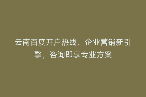 云南百度开户热线，企业营销新引擎，咨询即享专业方案
