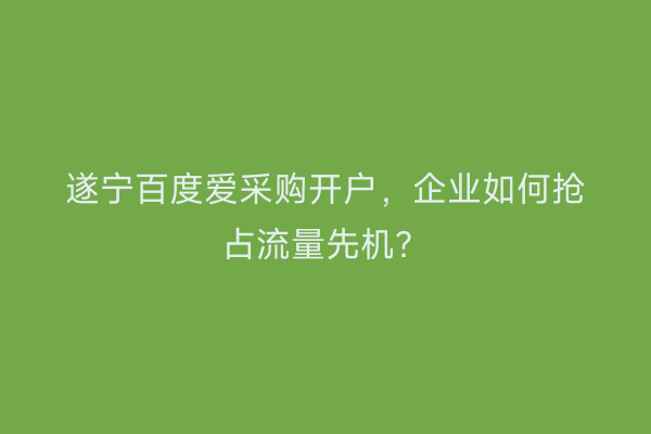 遂宁百度爱采购开户,企业如何抢占流量先机?