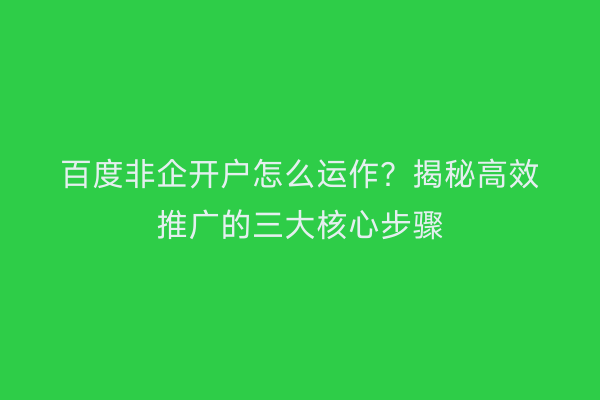 百度非企开户怎么运作？揭秘高效推广的三大核心步骤