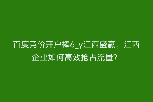 百度竞价开户棒6_y江西盛赢，江西企业如何高效抢占流量？