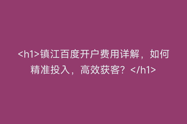 <h1>镇江百度开户费用详解,如何精准投入,高效获客?</h1>