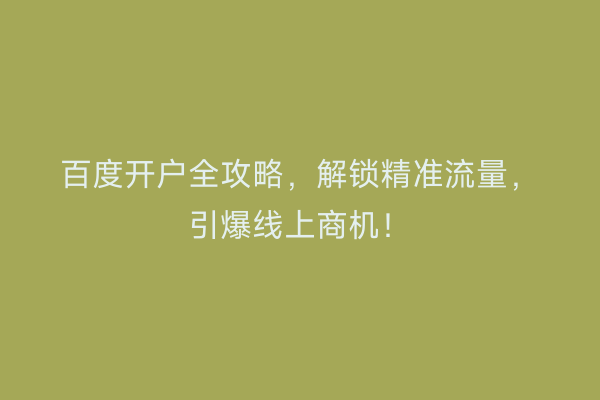百度开户全攻略,解锁精准流量,引爆线上商机!