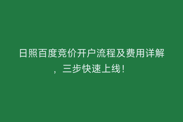 日照百度竞价开户流程及费用详解，三步快速上线！
