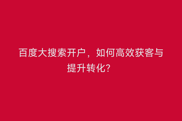 百度大搜索开户，如何高效获客与提升转化？