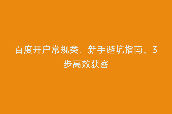 百度开户常规类,新手避坑指南,3步高效获客
