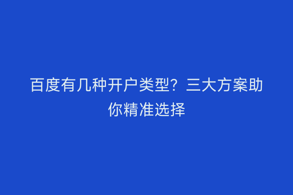 百度有几种开户类型？三大方案助你精准选择