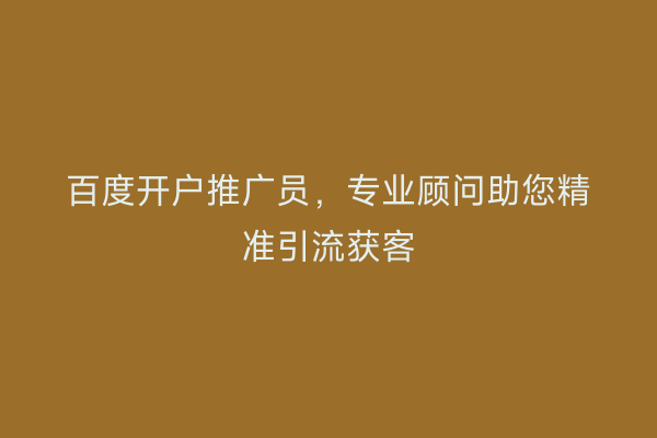 百度开户推广员，专业顾问助您精准引流获客