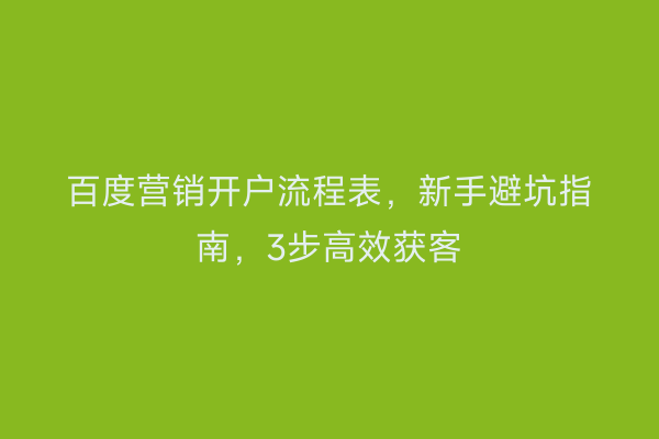 百度营销开户流程表，新手避坑指南，3步高效获客