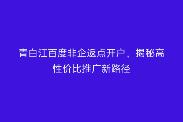 青白江百度非企返点开户，揭秘高性价比推广新路径