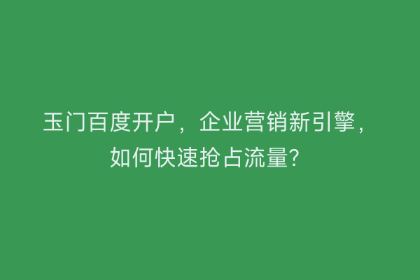 玉门百度开户，企业营销新引擎，如何快速抢占流量？