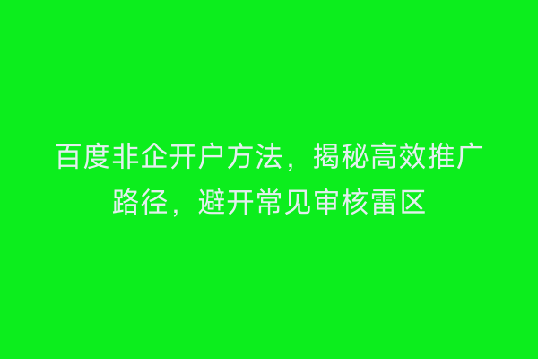 百度非企开户方法,揭秘高效推广路径,避开常见审核雷区
