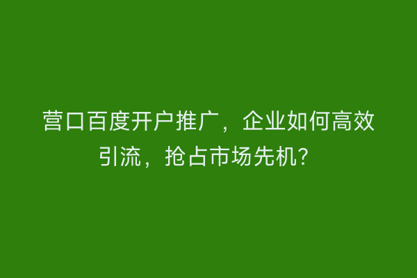 营口百度开户推广，企业如何高效引流，抢占市场先机？