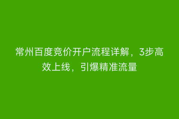 常州百度竞价开户流程详解，3步高效上线，引爆精准流量