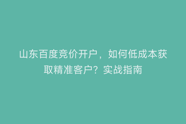 山东百度竞价开户，如何低成本获取精准客户？实战指南