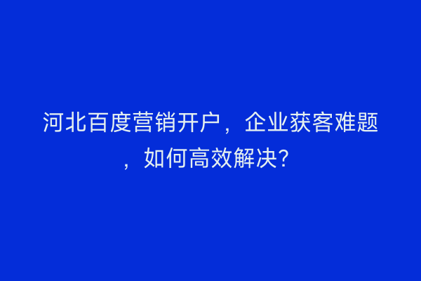 河北百度营销开户,企业获客难题,如何高效解决?