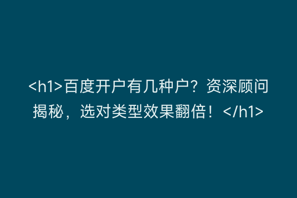 <h1>百度开户有几种户？资深顾问揭秘，选对类型效果翻倍！</h1>