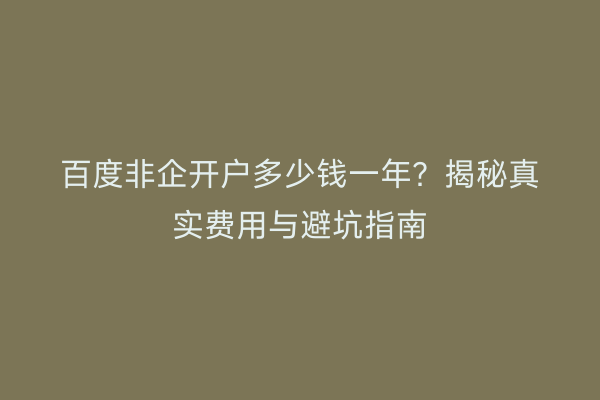 百度非企开户多少钱一年？揭秘真实费用与避坑指南