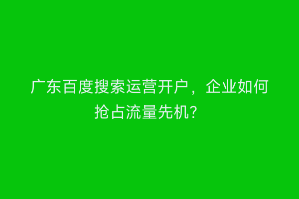 广东百度搜索运营开户，企业如何抢占流量先机？