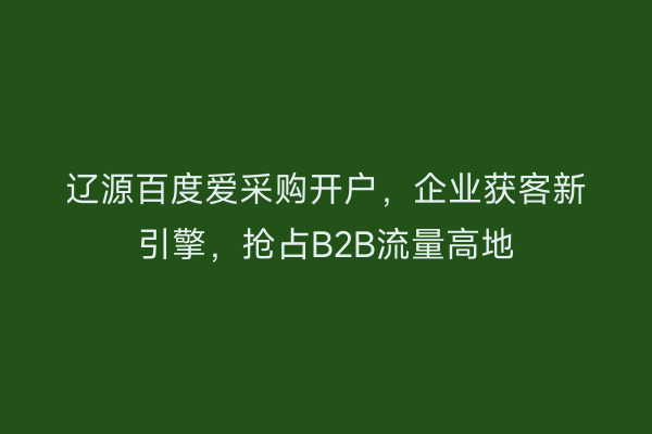 辽源百度爱采购开户，企业获客新引擎，抢占B2B流量高地