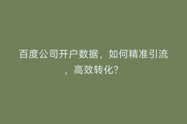百度公司开户数据,如何精准引流,高效转化?