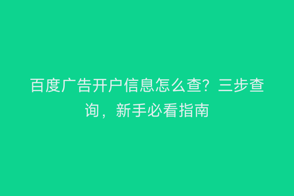 百度广告开户信息怎么查？三步查询，新手必看指南