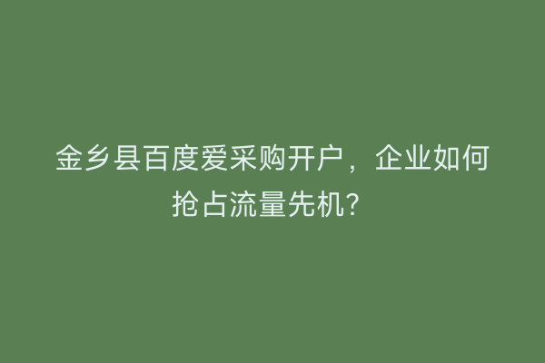 金乡县百度爱采购开户，企业如何抢占流量先机？