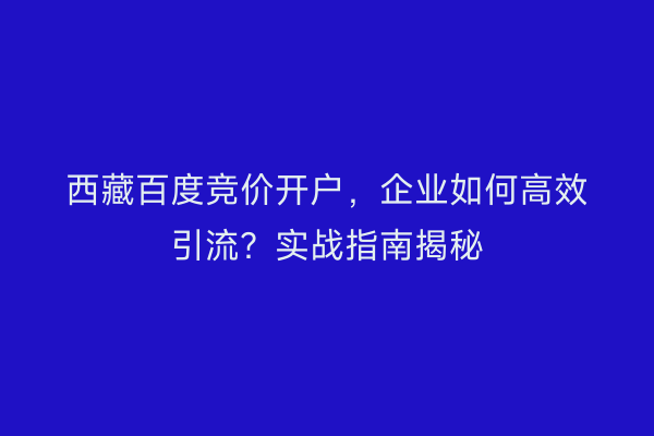 西藏百度竞价开户，企业如何高效引流？实战指南揭秘