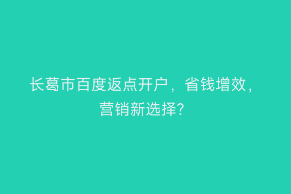 长葛市百度返点开户,省钱增效,营销新选择?