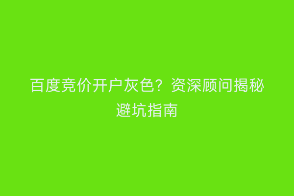 百度竞价开户灰色？资深顾问揭秘避坑指南