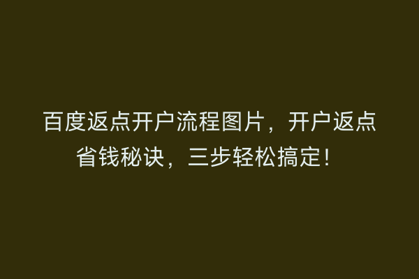 百度返点开户流程图片，开户返点省钱秘诀，三步轻松搞定！