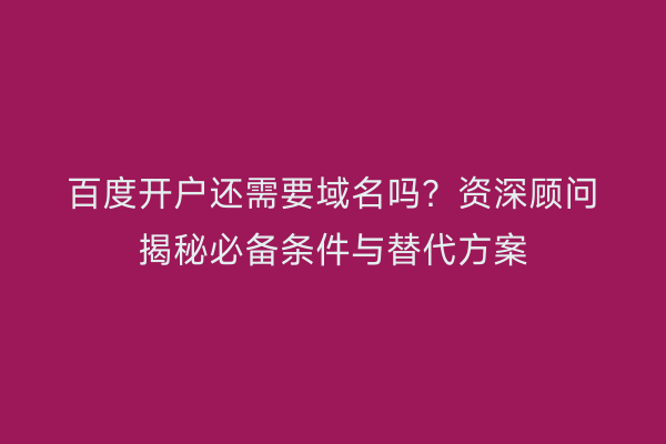 百度开户还需要域名吗？资深顾问揭秘必备条件与替代方案