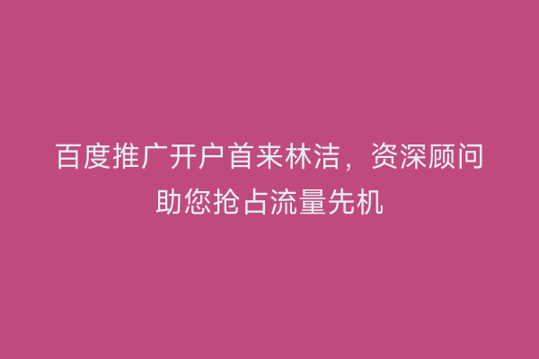 百度推广开户首来林洁，资深顾问助您抢占流量先机