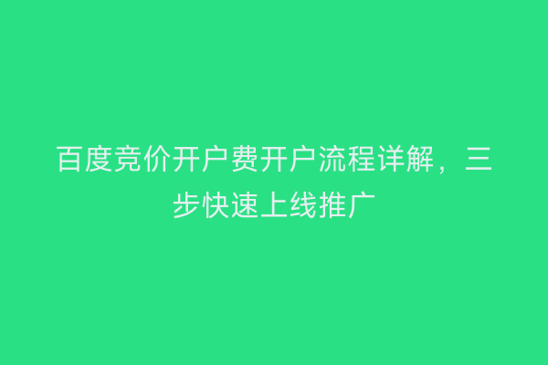 百度竞价开户费开户流程详解，三步快速上线推广