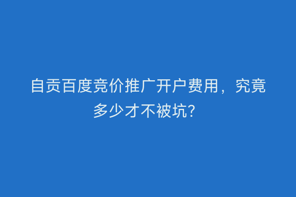 自贡百度竞价推广开户费用，究竟多少才不被坑？