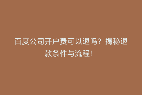 百度公司开户费可以退吗？揭秘退款条件与流程！