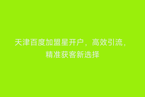 天津百度加盟星开户，高效引流，精准获客新选择
