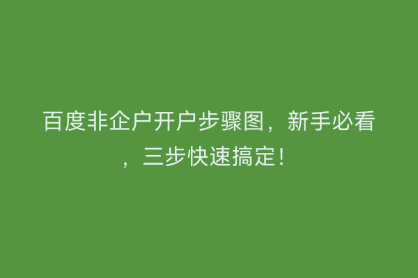 百度非企户开户步骤图，新手必看，三步快速搞定！
