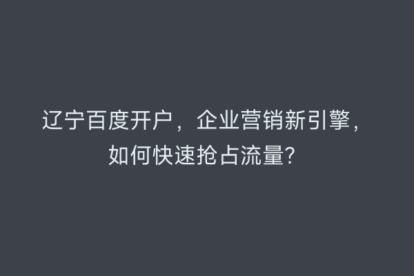 辽宁百度开户，企业营销新引擎，如何快速抢占流量？