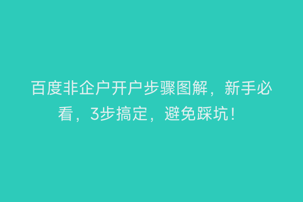 百度非企户开户步骤图解，新手必看，3步搞定，避免踩坑！