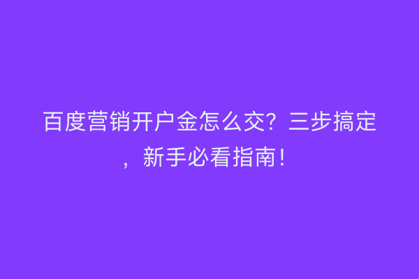 百度营销开户金怎么交？三步搞定，新手必看指南！