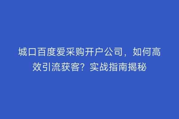 城口百度爱采购开户公司，如何高效引流获客？实战指南揭秘