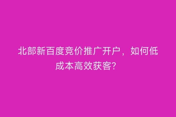 北部新百度竞价推广开户，如何低成本高效获客？