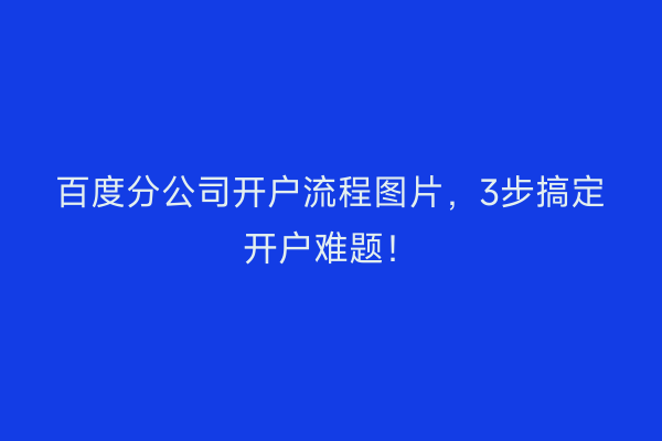 百度分公司开户流程图片，3步搞定开户难题！